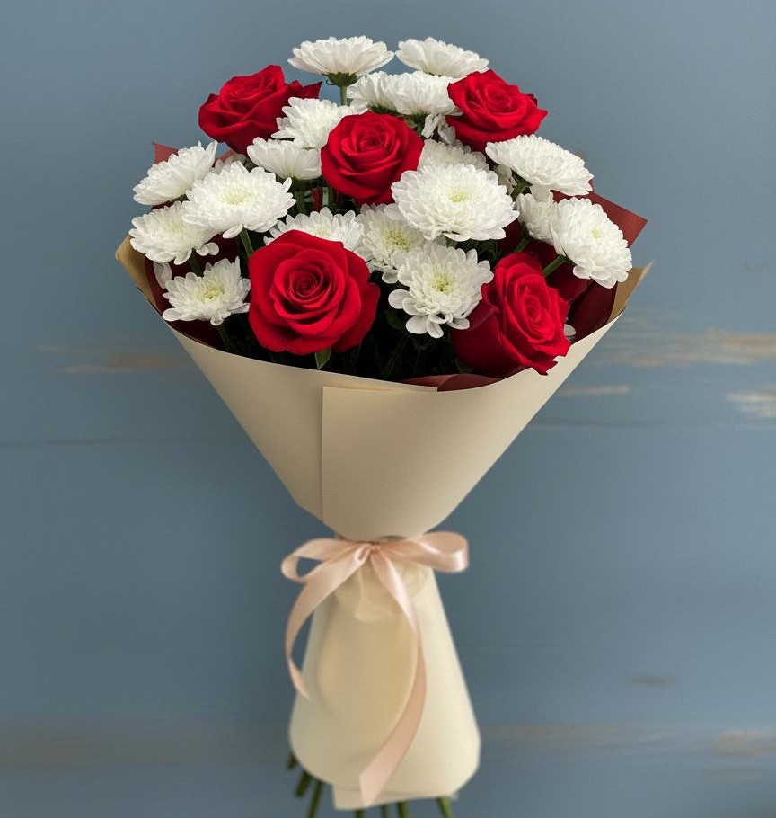 Букет цветов из: Розы и Хризантемы в Покровском Ростовской области