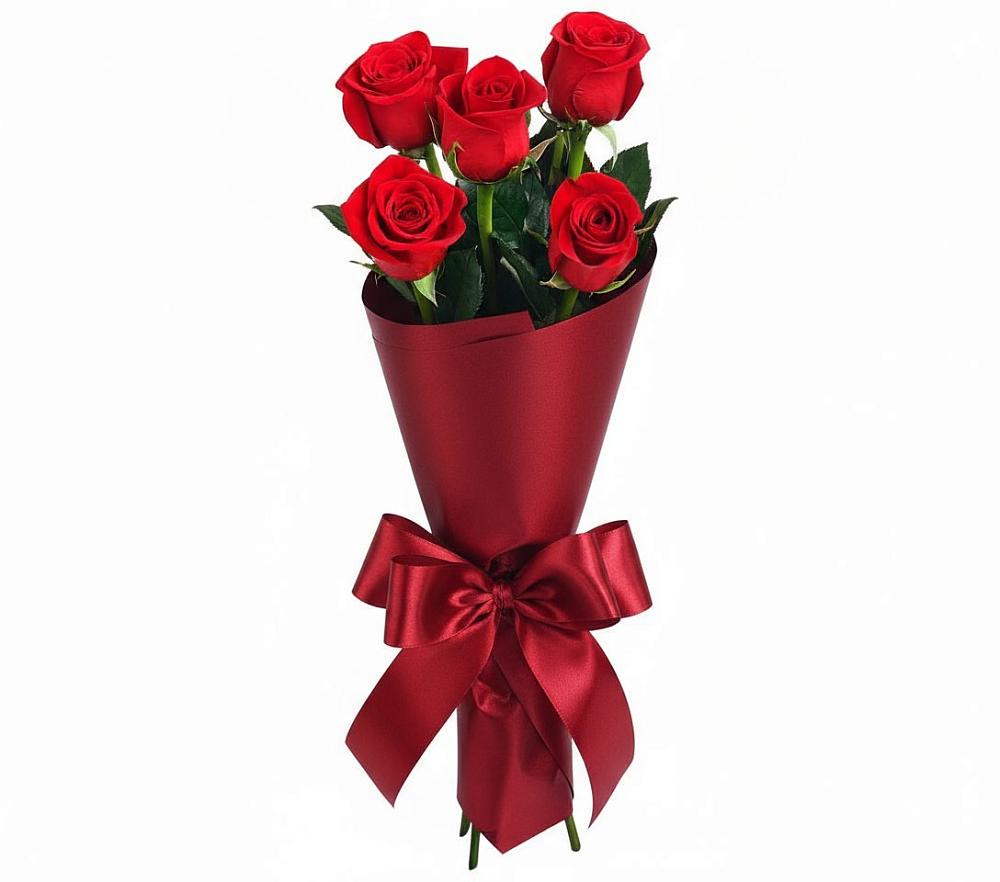 Букет 5 Красных роз Эдлесс Лав в Покровском Ростовской области