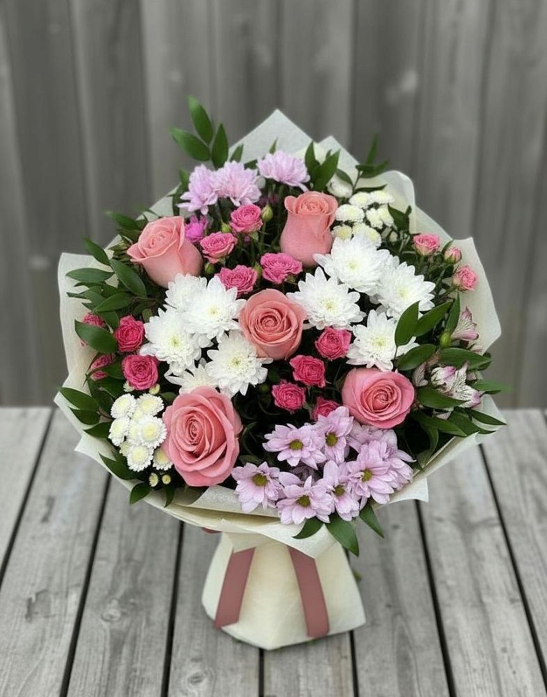 Букет цветов из: Альстромерии, Гвоздики, Розы и Хризантемы в Покровском Ростовской области