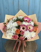 Букет цветов из:  Розы, Герберы и Хризантемы в Покровском Ростовской области