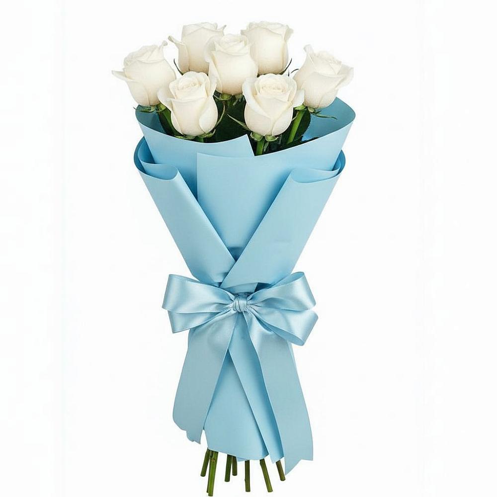 Букет 7 белых роз Проуд в Покровском Ростовской области