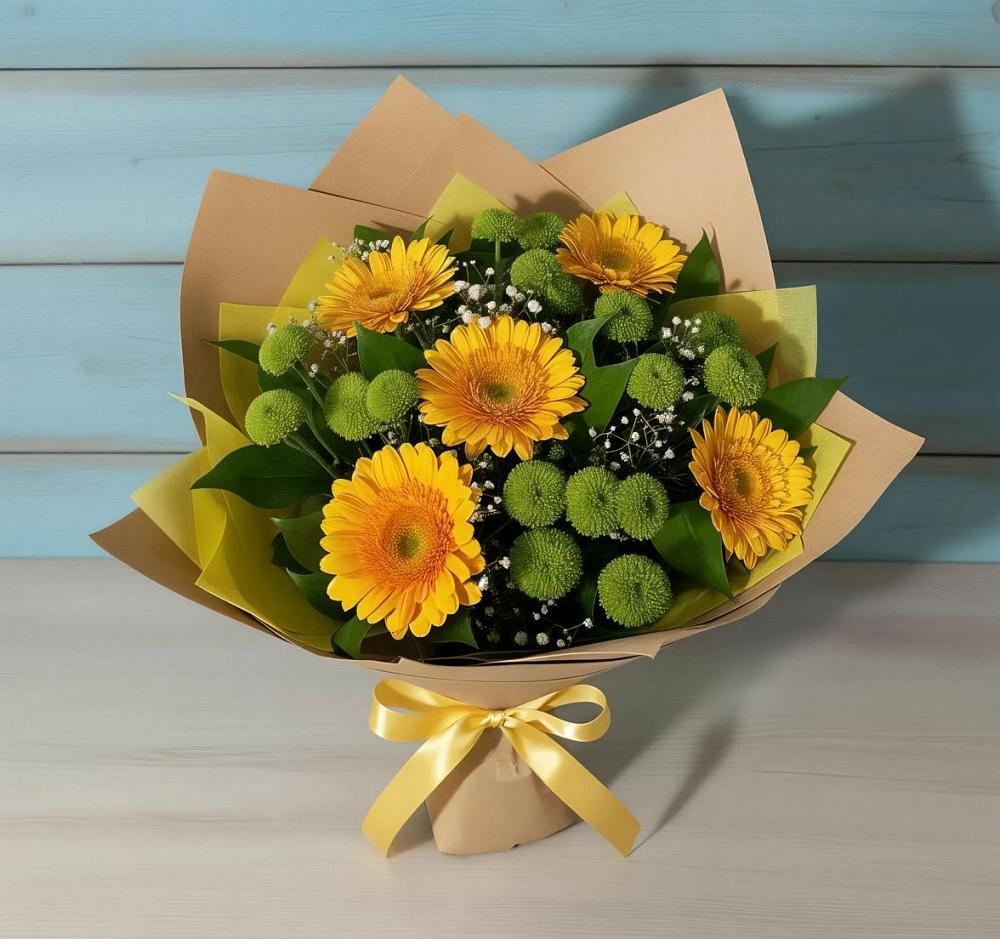 Букет цветов из: Герберы и Хризантемы в Покровском Ростовской области