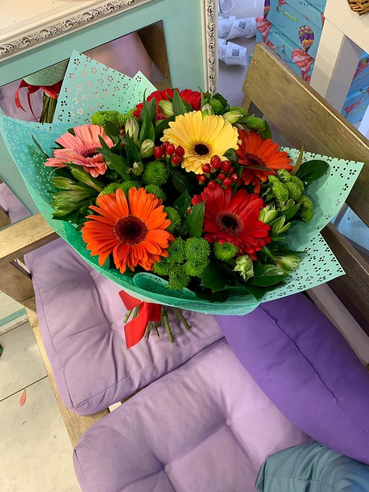 Букет цветов из: Герберы, Хризантемы и Альстромерии в Покровском Ростовской области