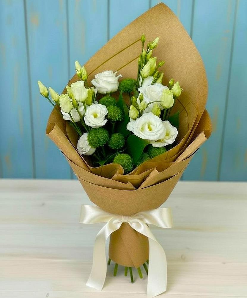 Букет цветов из: Хризантемы и Лизиантусы в Покровском Ростовской области