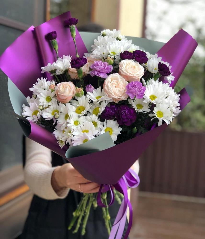 Букет цветов из: Хризантемы, Гвоздики и Розы в Покровском Ростовской области