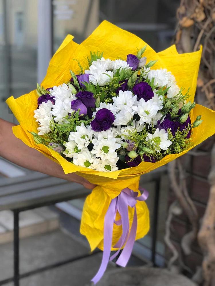 Букет цветов из: Ирисы, Хризантемы и Ромашки в Покровском Ростовской области