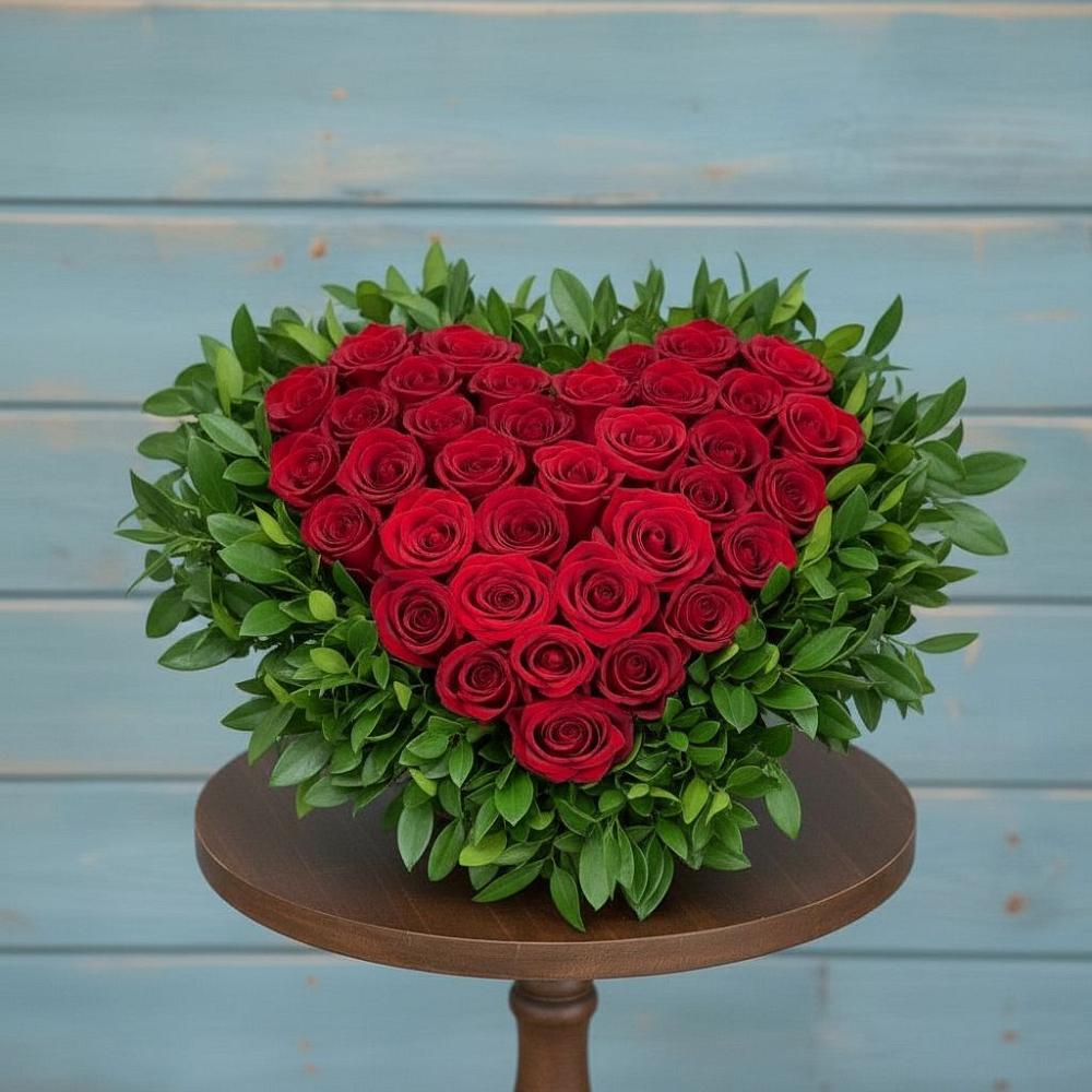 Цветочная композиция из Розы в виде сердца в Покровском Ростовской области