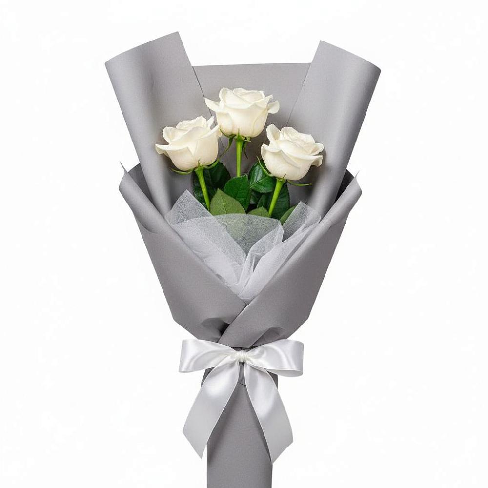 Букет 3 белые розы в Покровском Ростовской области