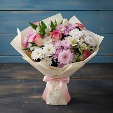 Букет цветов из:  Хризантемы, Альстромерии и Розы в Покровском Ростовской области