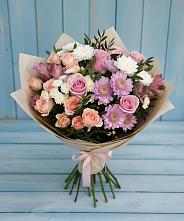 Букет цветов из:  Хризантемы, Розы и Альстромерии в Покровском Ростовской области