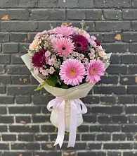 Букет цветов из:  Герберы и Хризантемы в Покровском Ростовской области