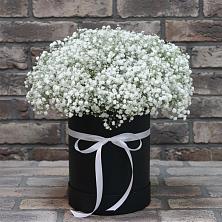 Цветочная композиция из Гипсофила в шляпной коробке в Покровском Ростовской области